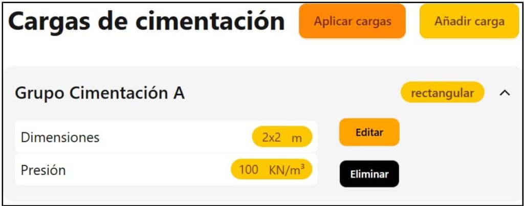 Cargas cimentación geodef3D